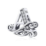 BSC030 26文字DIYブレスレットビーズアクセサリー ジルコンシルバービーズ、スタイル: A、B、C、D、E、F、G、H、I、J、K、L、M、N、O、P、Q、R、S、T、U、V、W、X、Y、Z