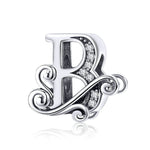BSC030 26文字DIYブレスレットビーズアクセサリー ジルコンシルバービーズ、スタイル: A、B、C、D、E、F、G、H、I、J、K、L、M、N、O、P、Q、R、S、T、U、V、W、X、Y、Z