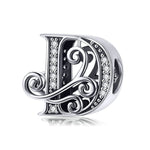 BSC030 26文字DIYブレスレットビーズアクセサリー ジルコンシルバービーズ、スタイル: A、B、C、D、E、F、G、H、I、J、K、L、M、N、O、P、Q、R、S、T、U、V、W、X、Y、Z