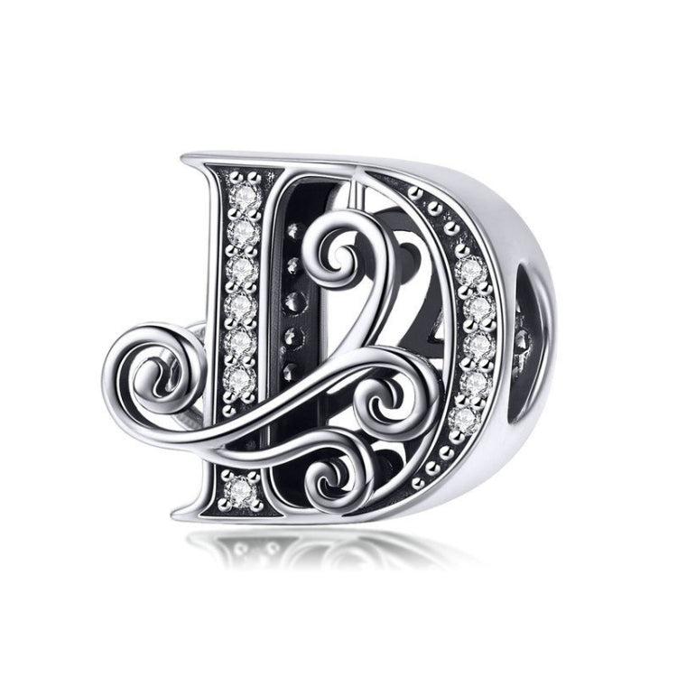 BSC030 26文字DIYブレスレットビーズアクセサリー ジルコンシルバービーズ、スタイル: A、B、C、D、E、F、G、H、I、J、K、L、M、N、O、P、Q、R、S、T、U、V、W、X、Y、Z
