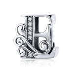 BSC030 26文字DIYブレスレットビーズアクセサリー ジルコンシルバービーズ、スタイル: A、B、C、D、E、F、G、H、I、J、K、L、M、N、O、P、Q、R、S、T、U、V、W、X、Y、Z