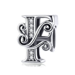 BSC030 26文字DIYブレスレットビーズアクセサリー ジルコンシルバービーズ、スタイル: A、B、C、D、E、F、G、H、I、J、K、L、M、N、O、P、Q、R、S、T、U、V、W、X、Y、Z