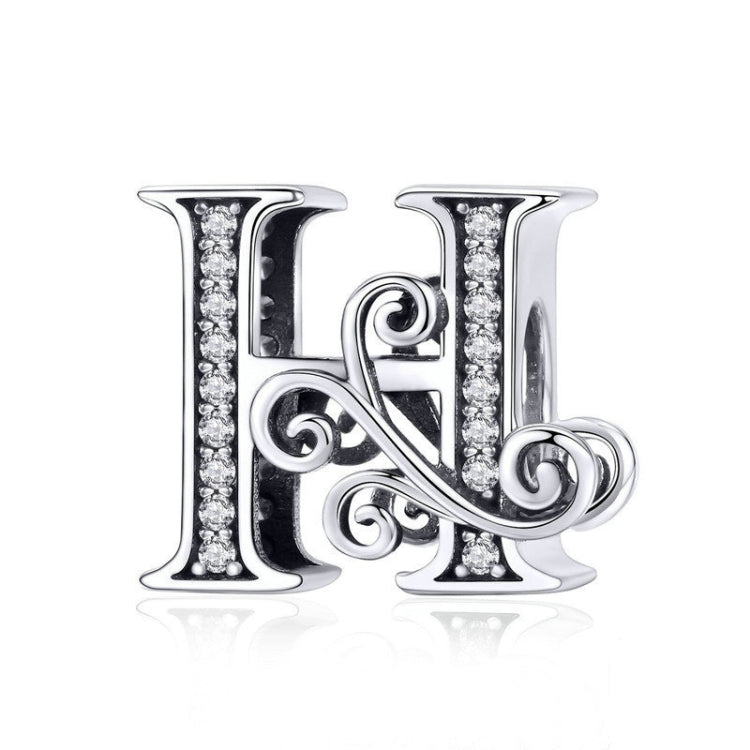 BSC030 26文字DIYブレスレットビーズアクセサリー ジルコンシルバービーズ、スタイル: A、B、C、D、E、F、G、H、I、J、K、L、M、N、O、P、Q、R、S、T、U、V、W、X、Y、Z
