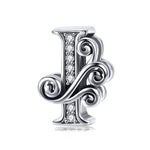 BSC030 26文字DIYブレスレットビーズアクセサリー ジルコンシルバービーズ、スタイル: A、B、C、D、E、F、G、H、I、J、K、L、M、N、O、P、Q、R、S、T、U、V、W、X、Y、Z