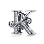 BSC030 26文字DIYブレスレットビーズアクセサリー ジルコンシルバービーズ、スタイル: A、B、C、D、E、F、G、H、I、J、K、L、M、N、O、P、Q、R、S、T、U、V、W、X、Y、Z