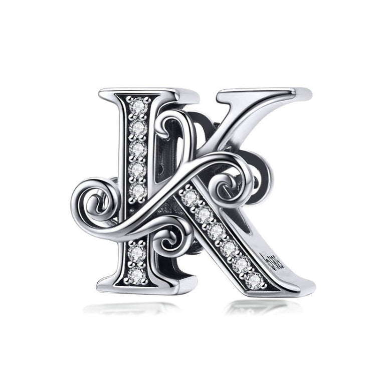 BSC030 26文字DIYブレスレットビーズアクセサリー ジルコンシルバービーズ、スタイル: A、B、C、D、E、F、G、H、I、J、K、L、M、N、O、P、Q、R、S、T、U、V、W、X、Y、Z