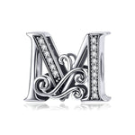 BSC030 26文字DIYブレスレットビーズアクセサリー ジルコンシルバービーズ、スタイル: A、B、C、D、E、F、G、H、I、J、K、L、M、N、O、P、Q、R、S、T、U、V、W、X、Y、Z