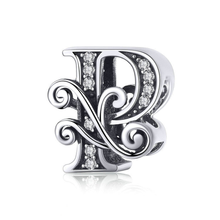 BSC030 26文字DIYブレスレットビーズアクセサリー ジルコンシルバービーズ、スタイル: A、B、C、D、E、F、G、H、I、J、K、L、M、N、O、P、Q、R、S、T、U、V、W、X、Y、Z
