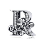 BSC030 26文字DIYブレスレットビーズアクセサリー ジルコンシルバービーズ、スタイル: A、B、C、D、E、F、G、H、I、J、K、L、M、N、O、P、Q、R、S、T、U、V、W、X、Y、Z