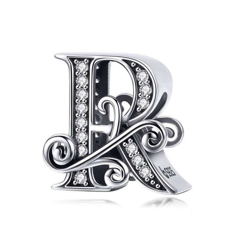 BSC030 26文字DIYブレスレットビーズアクセサリー ジルコンシルバービーズ、スタイル: A、B、C、D、E、F、G、H、I、J、K、L、M、N、O、P、Q、R、S、T、U、V、W、X、Y、Z