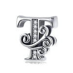 BSC030 26文字DIYブレスレットビーズアクセサリー ジルコンシルバービーズ、スタイル: A、B、C、D、E、F、G、H、I、J、K、L、M、N、O、P、Q、R、S、T、U、V、W、X、Y、Z