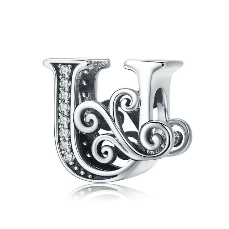 BSC030 26文字DIYブレスレットビーズアクセサリー ジルコンシルバービーズ、スタイル: A、B、C、D、E、F、G、H、I、J、K、L、M、N、O、P、Q、R、S、T、U、V、W、X、Y、Z