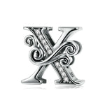BSC030 26文字DIYブレスレットビーズアクセサリー ジルコンシルバービーズ、スタイル: A、B、C、D、E、F、G、H、I、J、K、L、M、N、O、P、Q、R、S、T、U、V、W、X、Y、Z