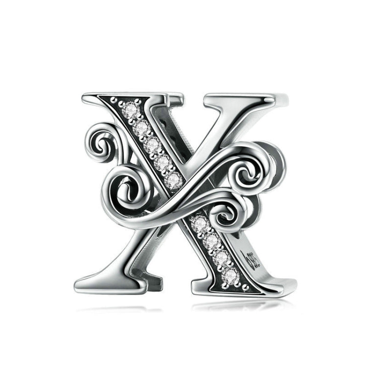 BSC030 26文字DIYブレスレットビーズアクセサリー ジルコンシルバービーズ、スタイル: A、B、C、D、E、F、G、H、I、J、K、L、M、N、O、P、Q、R、S、T、U、V、W、X、Y、Z