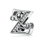 BSC030 26文字DIYブレスレットビーズアクセサリー ジルコンシルバービーズ、スタイル: A、B、C、D、E、F、G、H、I、J、K、L、M、N、O、P、Q、R、S、T、U、V、W、X、Y、Z