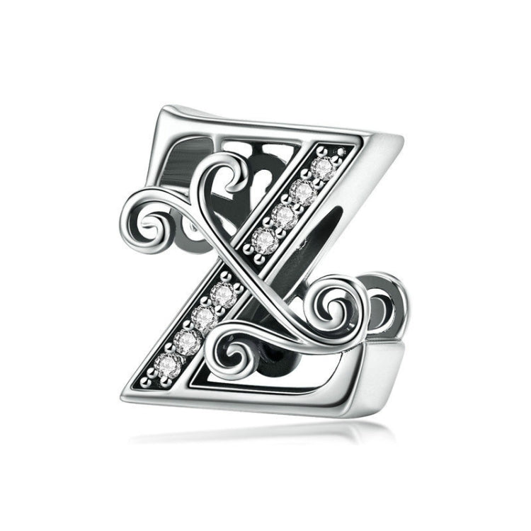 BSC030 26文字DIYブレスレットビーズアクセサリー ジルコンシルバービーズ、スタイル: A、B、C、D、E、F、G、H、I、J、K、L、M、N、O、P、Q、R、S、T、U、V、W、X、Y、Z