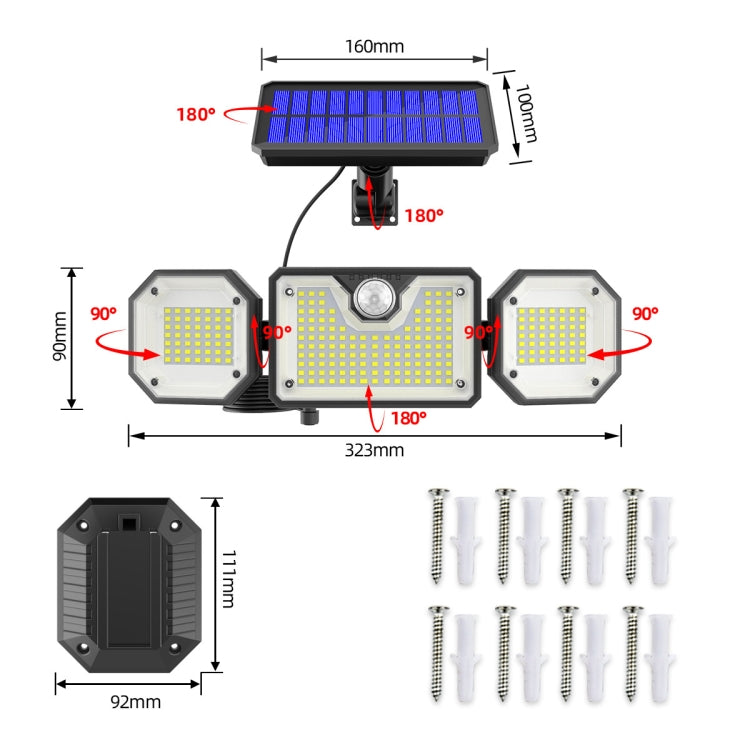 Solar Human Body Sensor Light LED Outdoor Waterproof Garden Light, Style:, Split 226LED