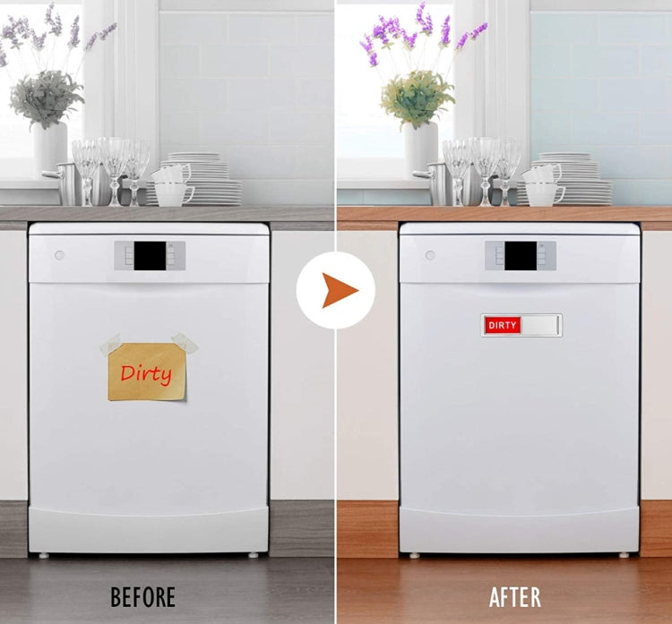 食器洗い機用マグネット クリーン・ダーティーサイン 2枚両面食器洗い機用マグネットカバー、ブラック、ホワイト
