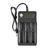 BMAX 18650 3スロット USB充電台 3.7/4.2V 独立リチウム電池充電器, 3スロットUSB(ブラック)