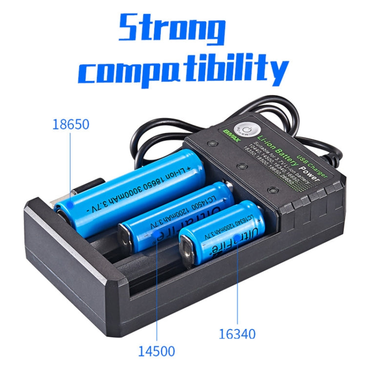 BMAX 18650 3スロット USB充電台 3.7/4.2V 独立リチウム電池充電器, 3スロットUSB(ブラック)