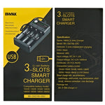 BMAX 18650 3スロット USB充電台 3.7/4.2V 独立リチウム電池充電器, 3スロットUSB(ブラック)