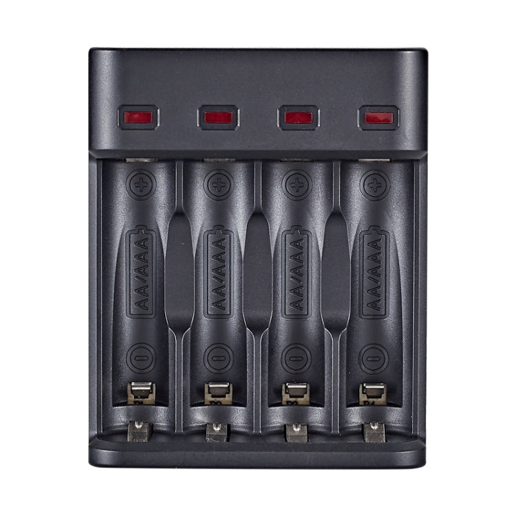 BMAX BH-804U 1.2V AA/AAA 充電式電池 独立4スロット USB充電器, 4スロット マイクロUSB(ブラック)
