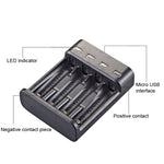 BMAX BH-804U 1.2V AA/AAA 充電式電池 独立4スロット USB充電器, 4スロット マイクロUSB(ブラック)