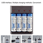 BMAX BH-804U 1.2V AA/AAA 充電式電池 独立4スロット USB充電器, 4スロット マイクロUSB(ブラック)