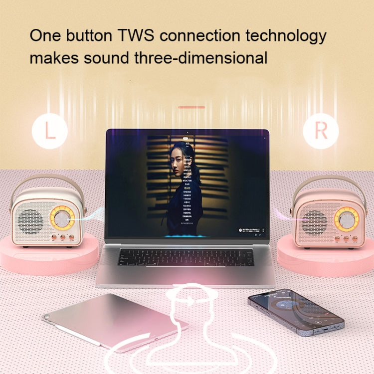 DW21 ビンテージラジオ BTスピーカー TFカード/Uディスク再生対応、ホワイト、ダークグリーン、ライトグリーン、ピンク、木目調
