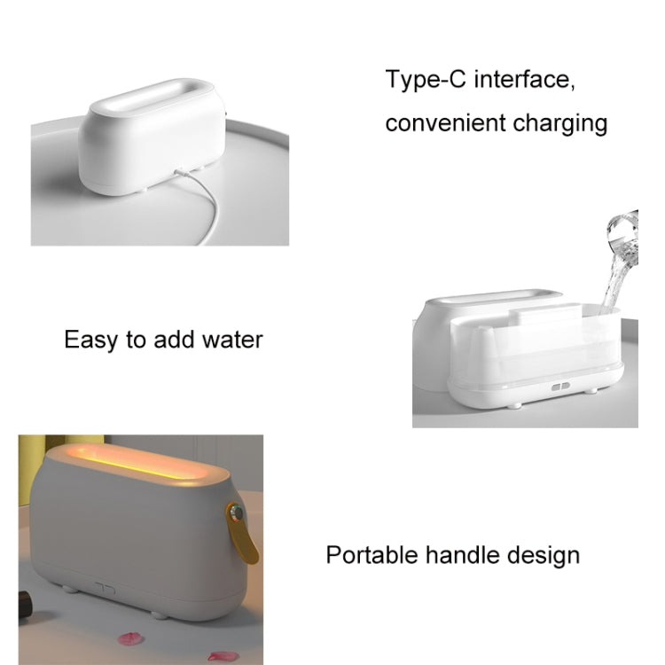 シミュレーション炎アロマ加湿器 寝室用アンビエントライト、ホワイト、グリーン、グレー、3色（RGB）
