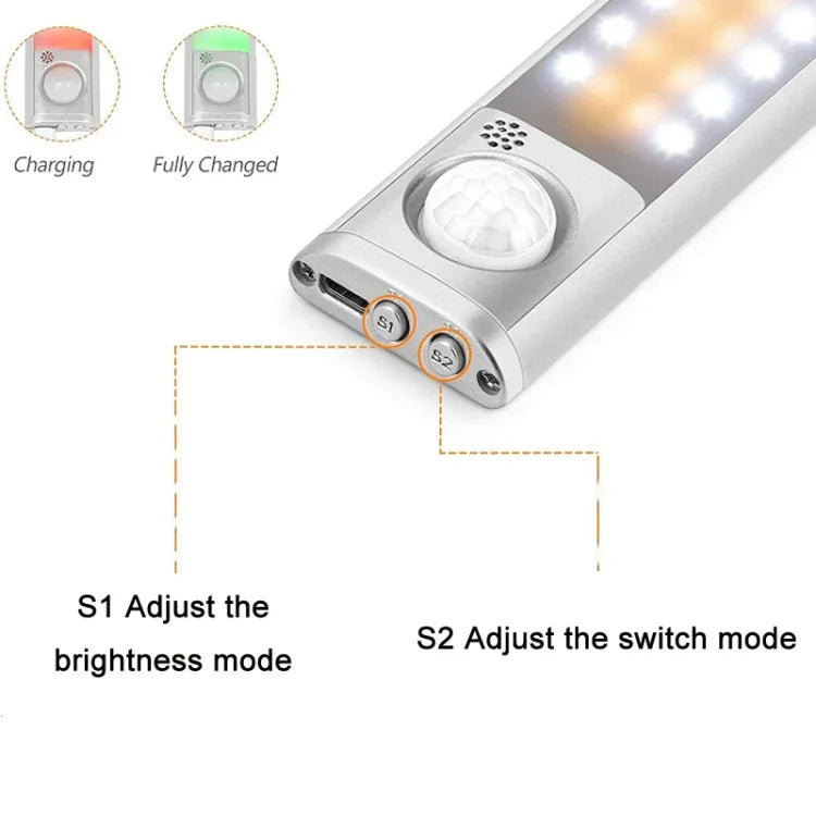 2.8W USB充電スマート人体感知ワードローブランプ、長さ：、30cm、40cm