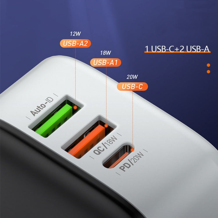LDNIO A3513Q 32W QC3.0 3 USB Ports Phone Adapter, EU Plug with Micro USB Cable, EU Plug with 8 Pin Cable, EU Plug with Type-C Cable, EU Plug with Type C to 8 Pin Cable, UK Plug with Micro USB Cable, UK Plug with 8 Pin Cable, UK Plug with Type-C Cable  ...