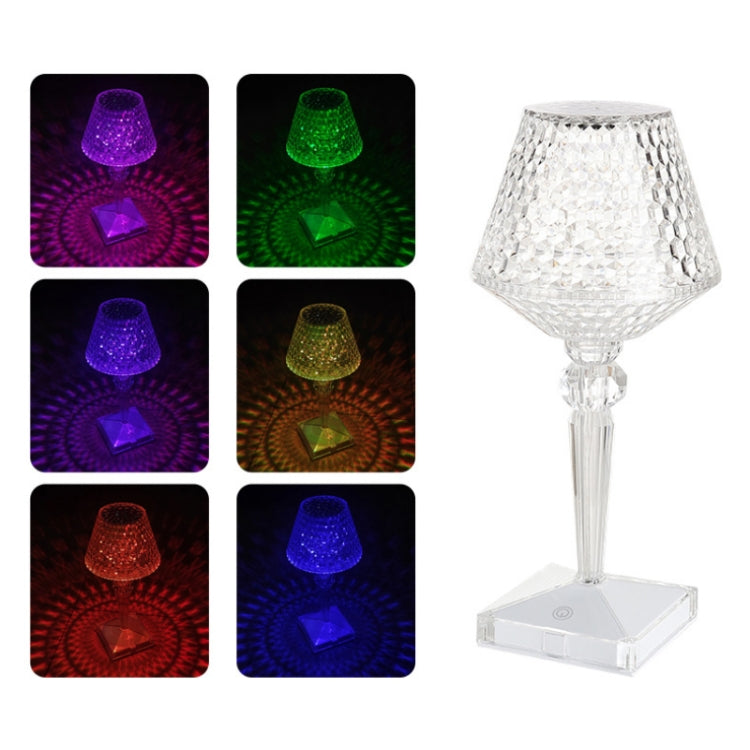 ベッドサイドクリスタルテーブルランプ LEDワイングラスナイトライト、仕様：3色モデルUSB、リモコンRGB16色、3色プラグインモデル