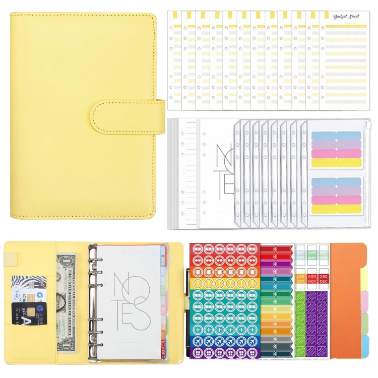 A6 Macaron PU Leather Loose-leaf Notebook Cash Budget Handbook, XJYS-010 Yellow, XJYS-010 Black, XJYS-010 Green, XJYS-010  Blue, XJYS-010  Pink, XJYS-010  Purple