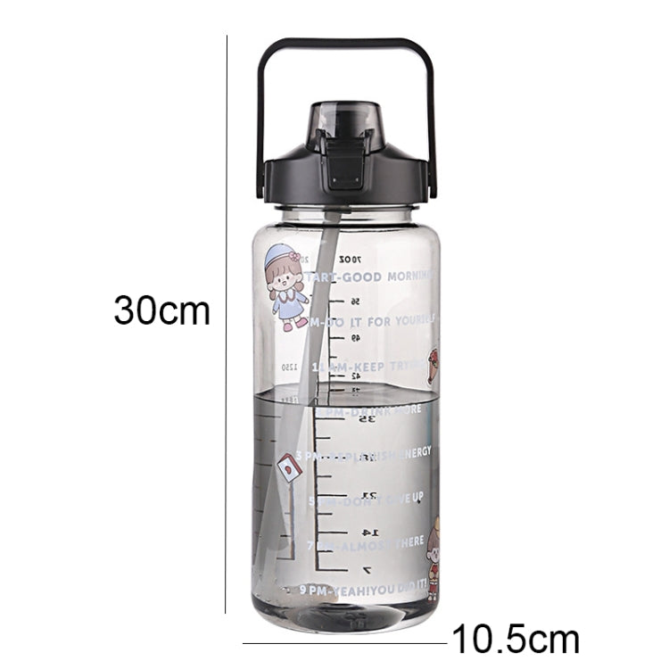 GYBL4503 2000ml 大容量アウトドアスポーツウォーターボトル ストロー付き 仕様：パープル、パープル＋ステッカー、パープル＋3Dステッカー、グリーン、グリーン＋ステッカー、グリーン＋3Dステッカー、ブルー、ブルー＋ステッカー、ブルー＋3Dステッカー、ブラック、ブラック＋ステッカー、ブラック＋3Dステッカー、ピンク