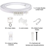 5Mカーテントラック 曲線レールフックプーリー 取り付けコードネジ拡張プラグ、5m