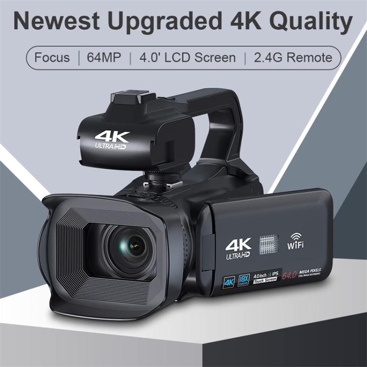 64MP 4インチタッチスクリーンハンドヘルドデジタルビデオカメラ、4K 16G、4K 32G、4K 64G