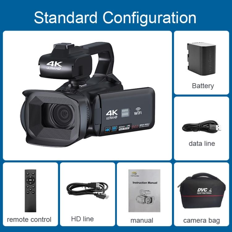 64MP 4インチタッチスクリーンハンドヘルドデジタルビデオカメラ、4K 16G、4K 32G、4K 64G