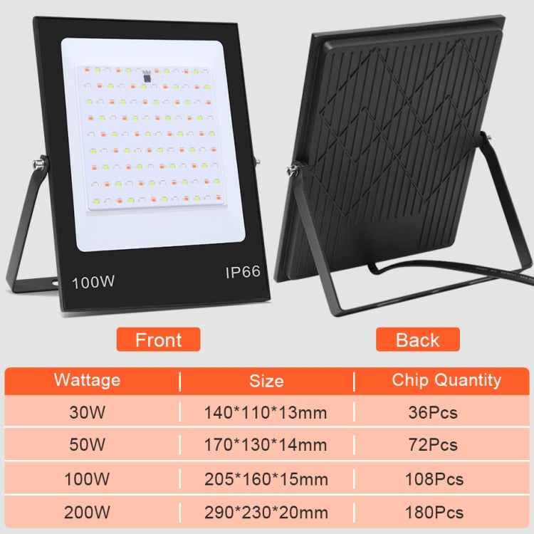 カラフルRGB変色LED投光器 リモコン付き、30W、100W