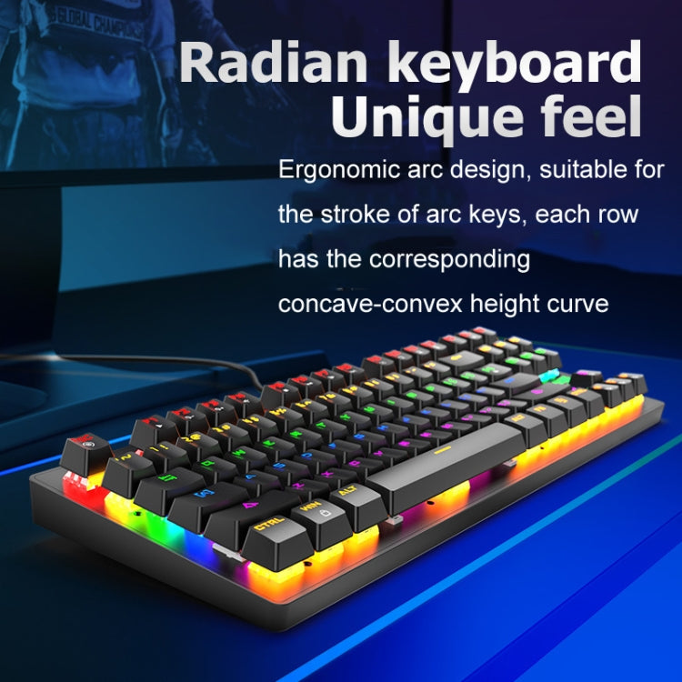 ZIYOULANG K2 87キー オフィス用ラップトップパンク発光メカニカル有線キーボード ケーブル長さ：1.5m K2 ブラック、K2 ホワイト、K2 ピンク、K2 ブルー