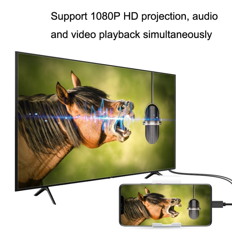 1080P HDTV ドングルケーブル、プラグアンドプレイ HDMI スクリーンプラグアンドプレイ、LD36 8ピン + マイクロUSB + Type-C / USB-C から HDMI