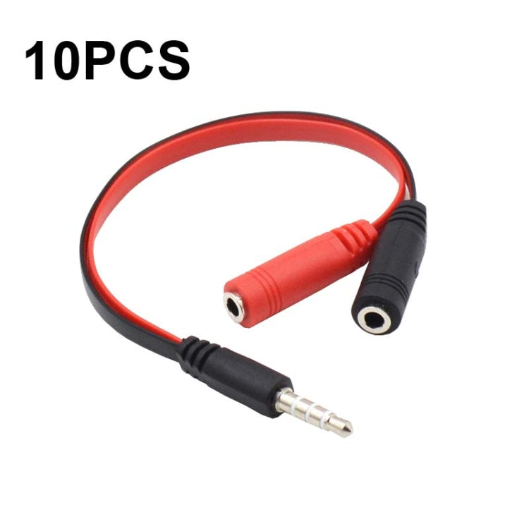 10個 Y-1001 20cm 3.5mm カーオーディオ コンピュータ ヘッドセット マイク 2イン1 アダプターケーブル、Y-1001