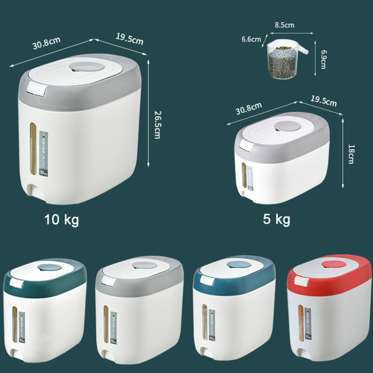 キッチン密封防湿防塵保存米バケツ、赤10kg、赤5kg、グレー10kg、グレー5kg、ブルー10kg、ブルー5kg、グリーン10kg、グリーン5kg