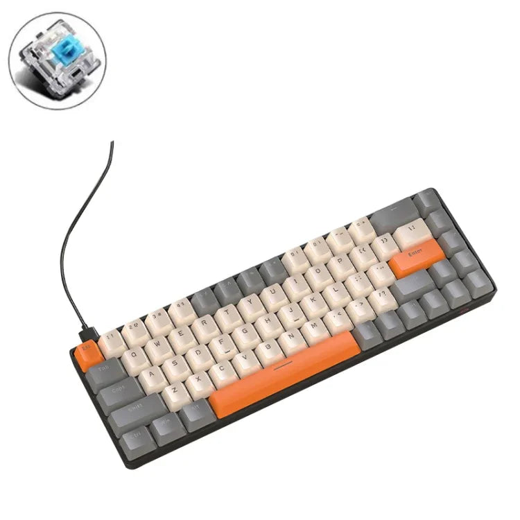 ZIYOU LANG T8 68キー RGB ゲーミング メカニカルキーボード、ケーブル長：1.5m、スタイル：、T8 マイクロライトバージョン 緑軸
