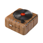 H3 Retro Vinyl Record Player Shape Mini Bluetooth Speaker, Black, White, Wood Grain