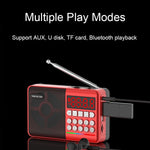 TEMEIYIN LEDデジタル表示カードBluetoothラジオスピーカー 朝の運動用ポータブルプレーヤー レッド、ライト付きレッド