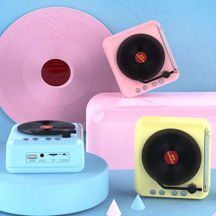 Manovo H3 マカロンビニールレコードプレーヤー Bluetoothスピーカー レトロラジオステレオ ピンク