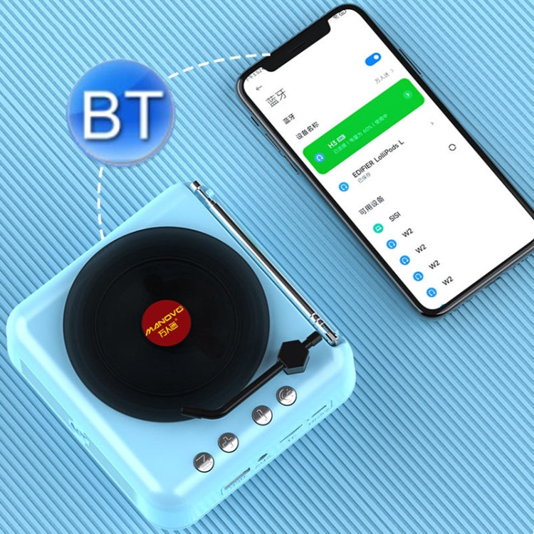Manovo H3 マカロンビニールレコードプレーヤー Bluetoothスピーカー レトロラジオステレオ ピンク