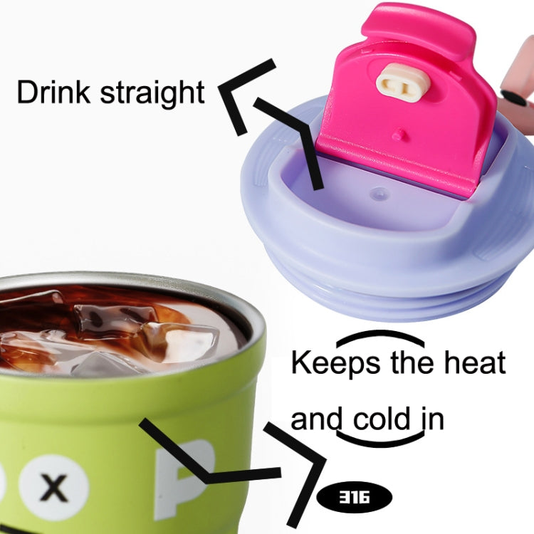 Cartoon Thermal Insulation Cup 316 Stainless Steel Coffee Mug Water Cup, Capacity:, 400ml Purple, 400ml Pink, 400ml Light Green, 400ml White