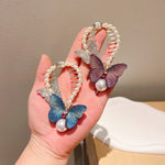 ラインストーンバタフライヘアクリップ刺繍ポニーテールヘアクラスプ